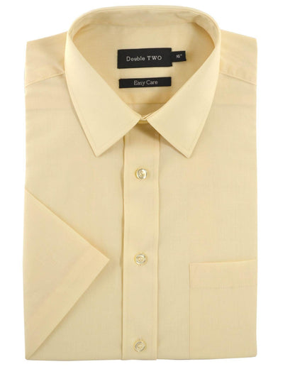 Yellow dress shirt with collar and buttons on a white background