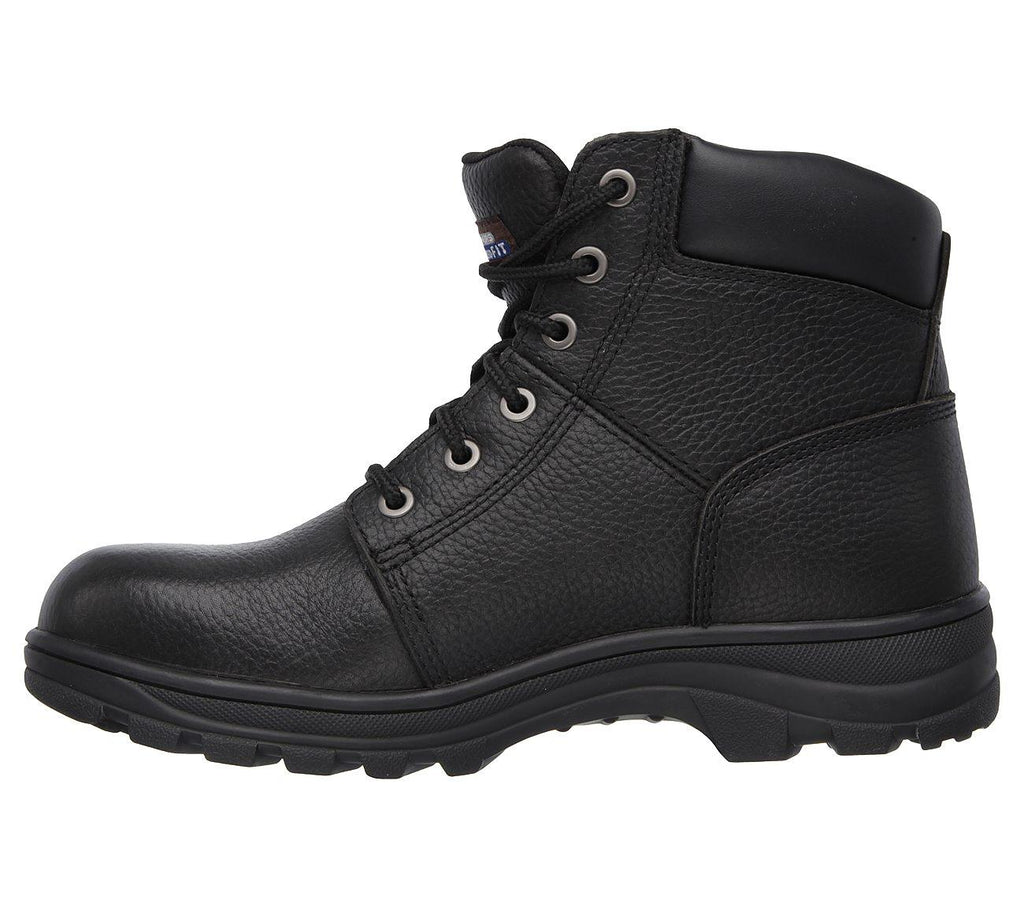 SKECHERS Men's Relaxed Fit-Workshire Steel Toe boot in Black