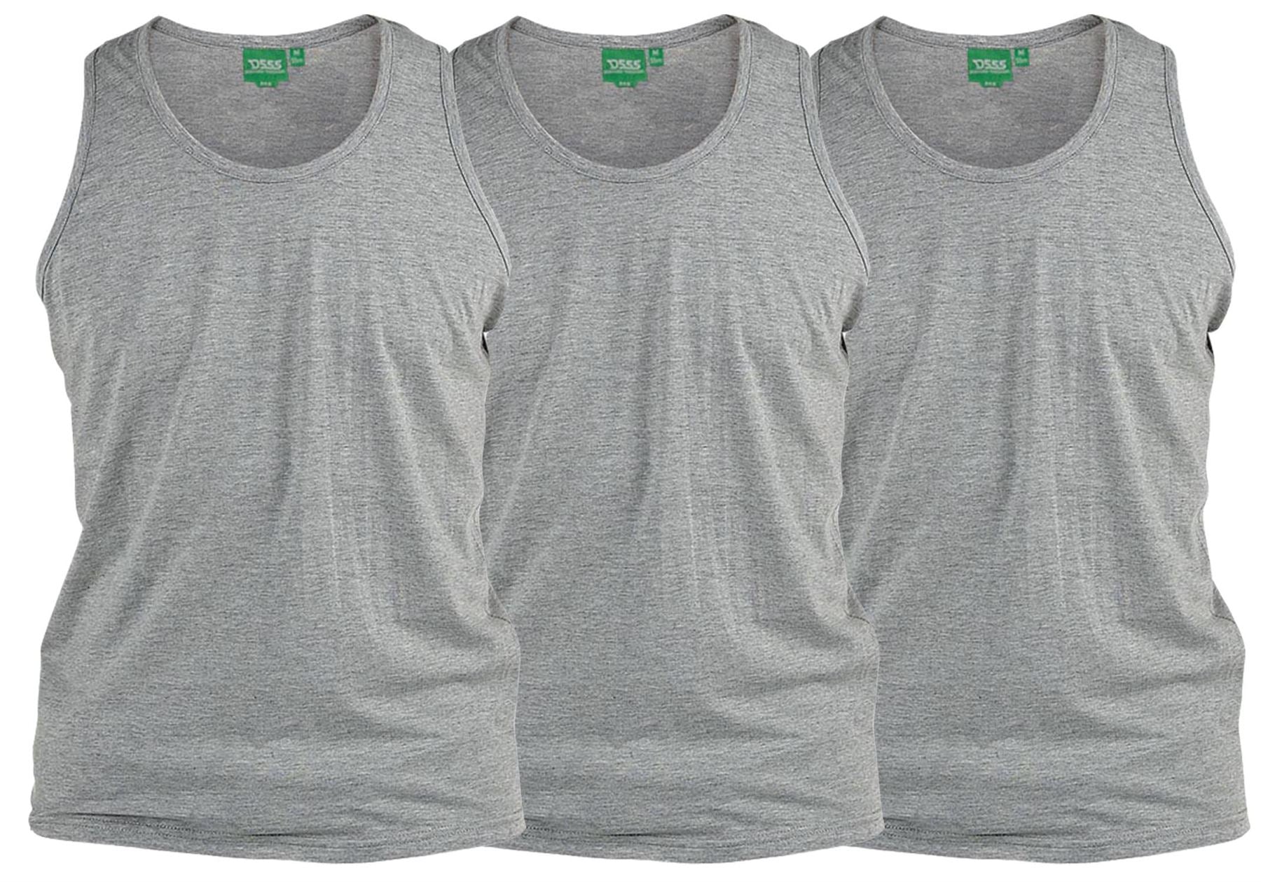 D555 Pure Cotton Long Length 3 Pack Muscle Vests Size Medium to XXL