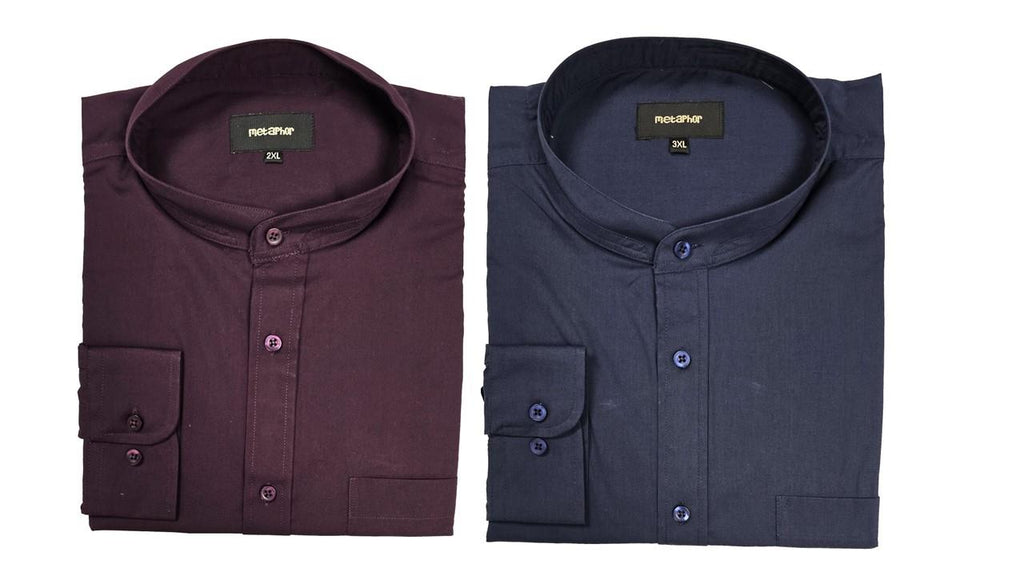 Metaphor Mens Big Size Poly Cotton Long Sleeve Grandad Shirt (155615) 2XL - 8XL