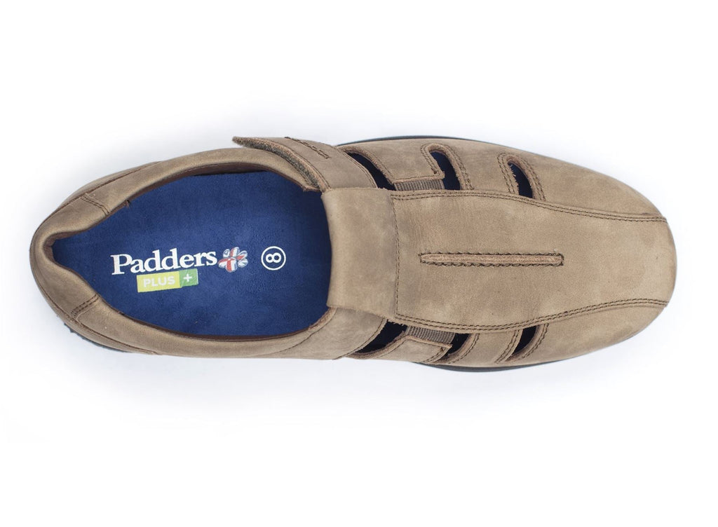 Padders Mens Dual Fit H/K Wide Leather Summer Shoes (Dawlish) in Tobacco