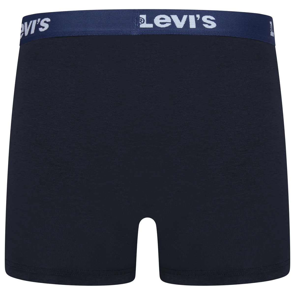 Levi's men's boxer briefs in dark navy blue with a navy waistband featuring the white Levi's logo.