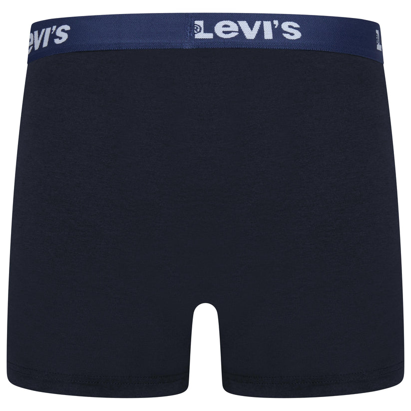 Levi's men's boxer briefs in dark navy blue with a navy waistband featuring the white Levi's logo.