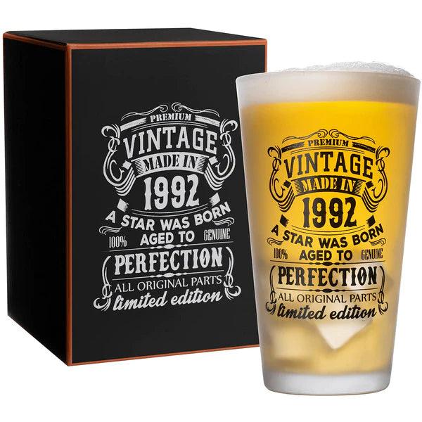 Beer Glass Set 2pcs Vintage 1962 1992 480ml 16oz Premium Pint Glasses