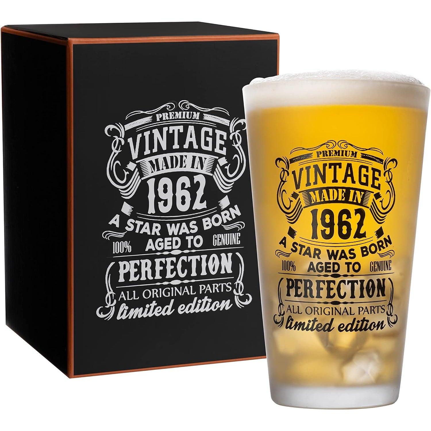 Beer Glass Set 2pcs Vintage 1962 1992 480ml 16oz Premium Pint Glasses