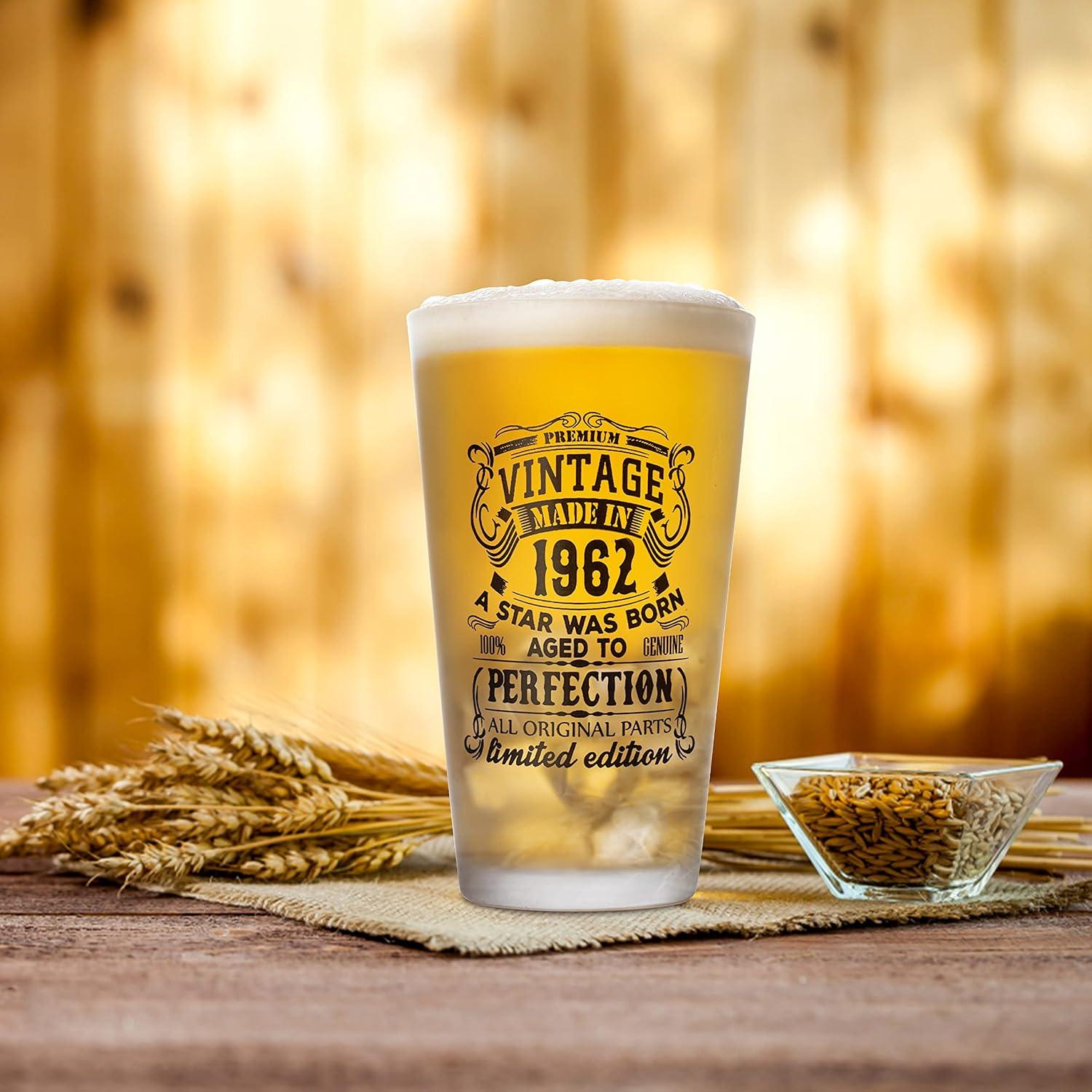 Beer Glass Set 2pcs Vintage 1962 1992 480ml 16oz Premium Pint Glasses