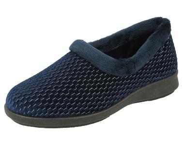 Womens (Besty) 2V Wide Fit By Db Shoes in Navy Stretch