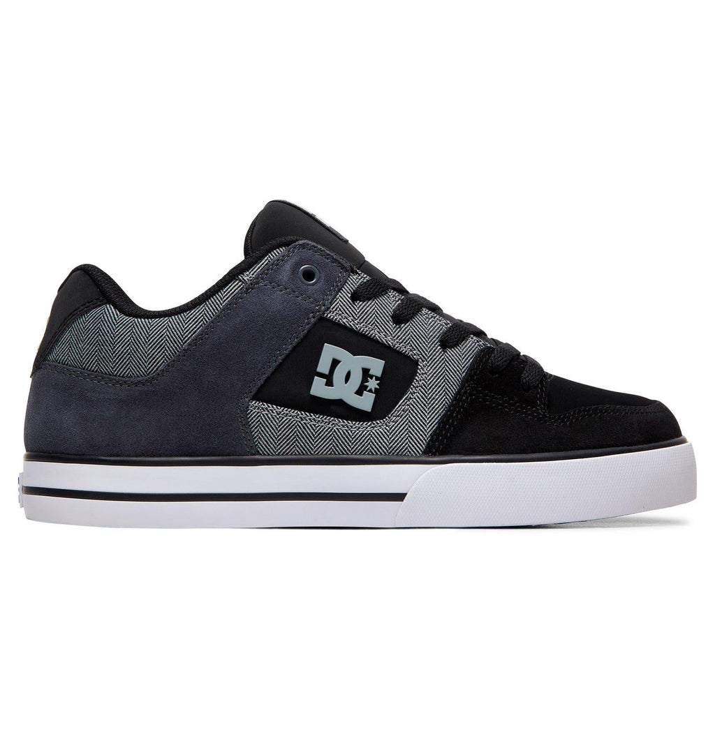 DC Shoes Mens Pure SE Premium Leather/Nubuck/ Suede Shoes in Black/Grey/White