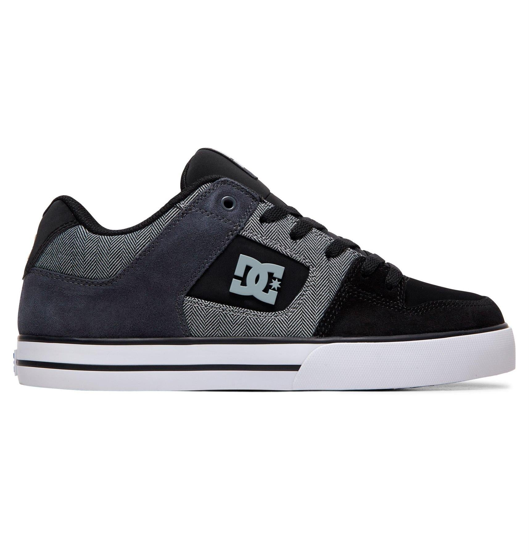 DC Shoes Mens Pure SE Premium Leather/Nubuck/ Suede Shoes in Black/Grey/White