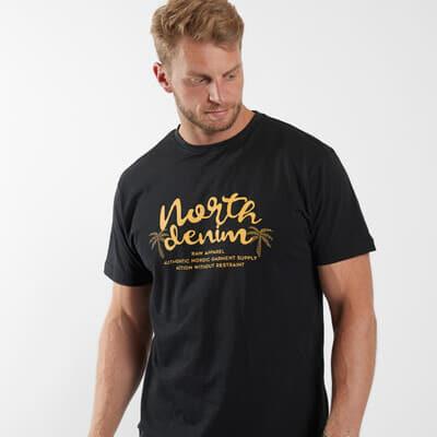 North 56*4 Men's Ex-Tall Premium Cotton Printed Tee Shirt in Black Size 2XLT-6XLT