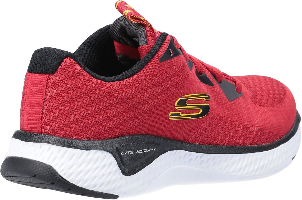 Skechers Solar Fuse Kryzik Lace Up Trainer Childrens Sports in Red/Black