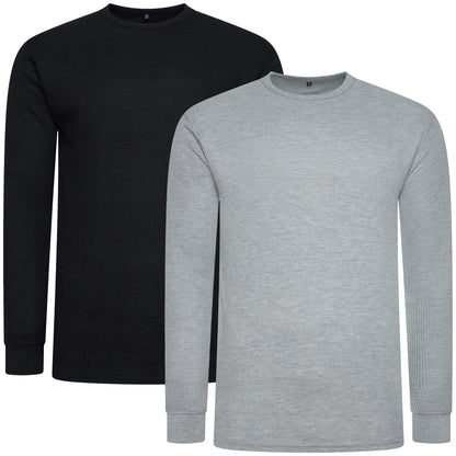 Black and gray long-sleeve shirts on a white background