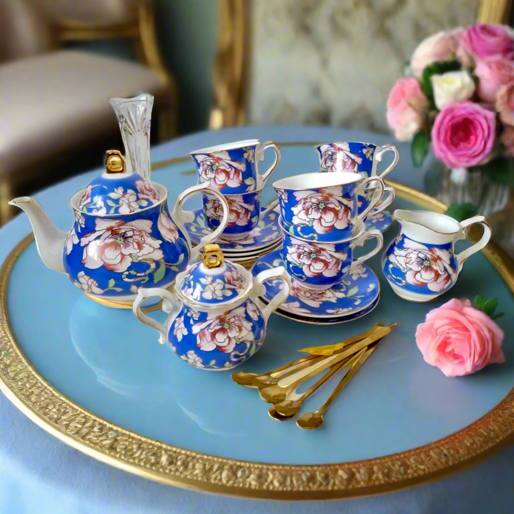 Warwickshire Royal Blue Bone China Tea Set