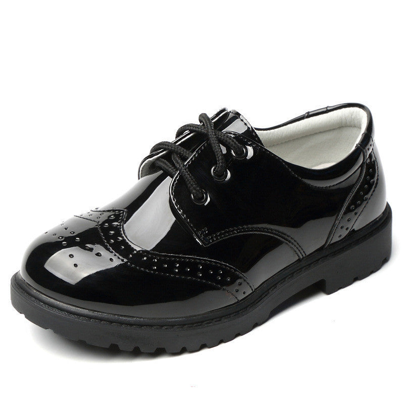 Boys Leather Shoes, Kids' Campus Black British Style Shoes
