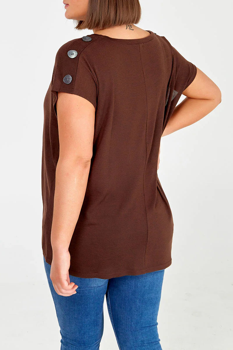 Curve Short Sleeve Button Shoulder Top – Size 18-20, 22-24 and 26-28