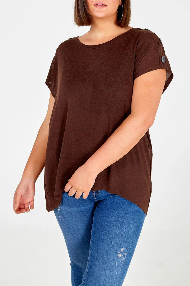 Curve Short Sleeve Button Shoulder Top – Size 18-20, 22-24 and 26-28