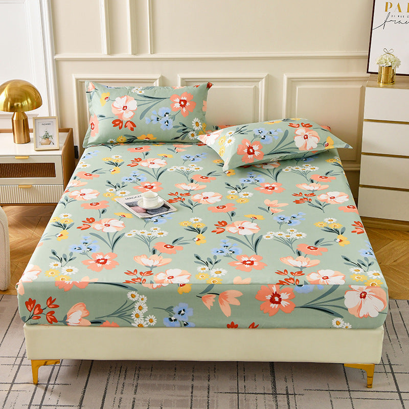 Brushed Fitted Bedsheet with Printed Pillowcases