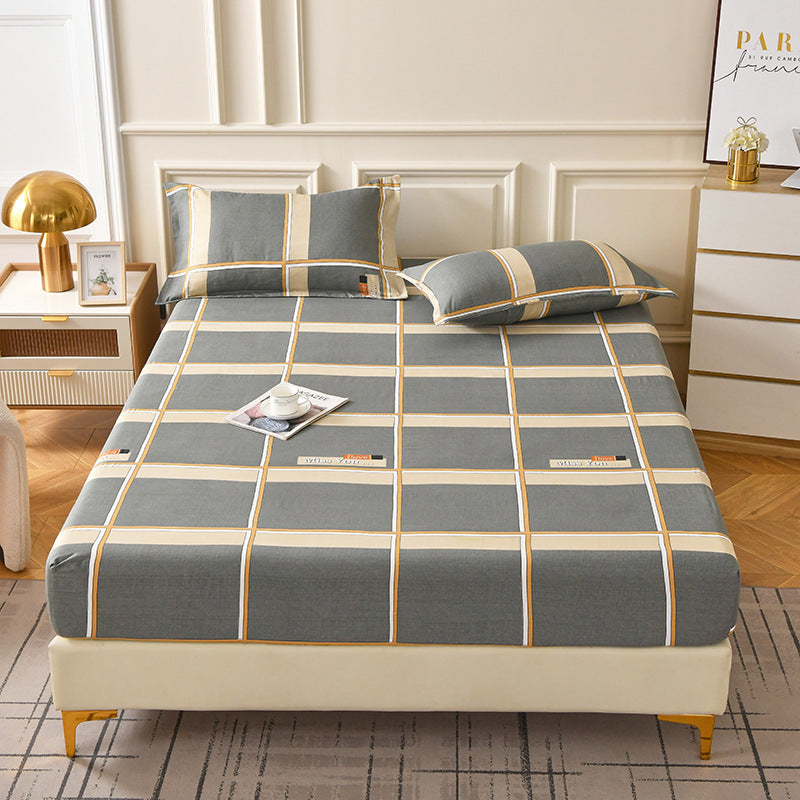 Brushed Fitted Bedsheet with Printed Pillowcases