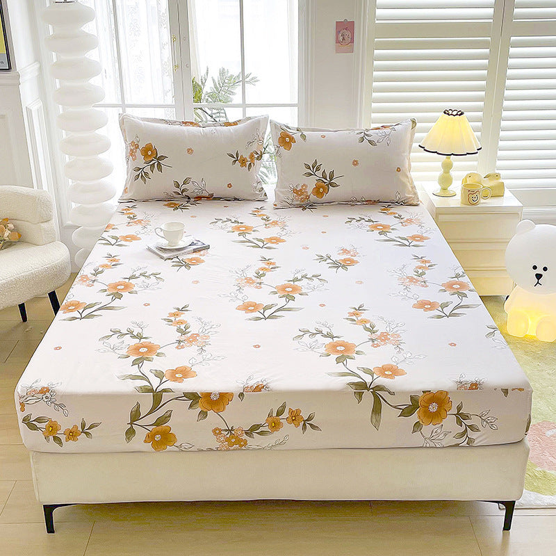 Brushed Fitted Bedsheet with Printed Pillowcases