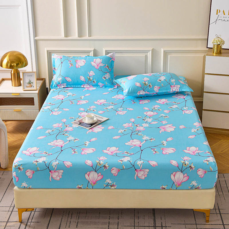 Brushed Fitted Bedsheet with Printed Pillowcases
