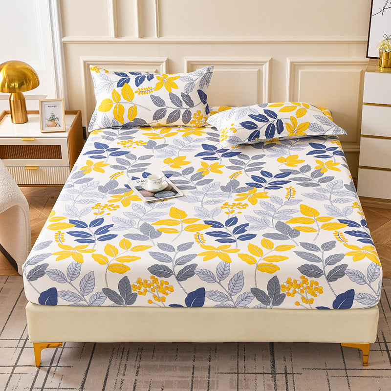 Brushed Fitted Bedsheet with Printed Pillowcases