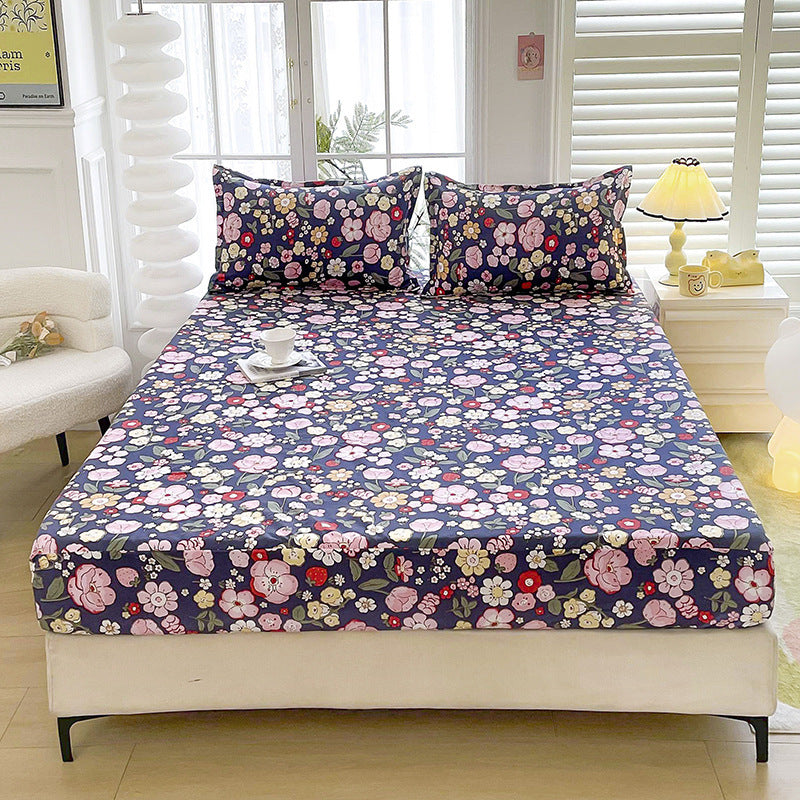 Brushed Fitted Bedsheet with Printed Pillowcases