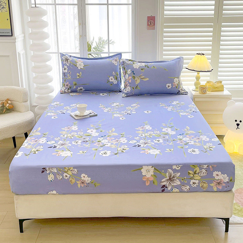 Brushed Fitted Bedsheet with Printed Pillowcases