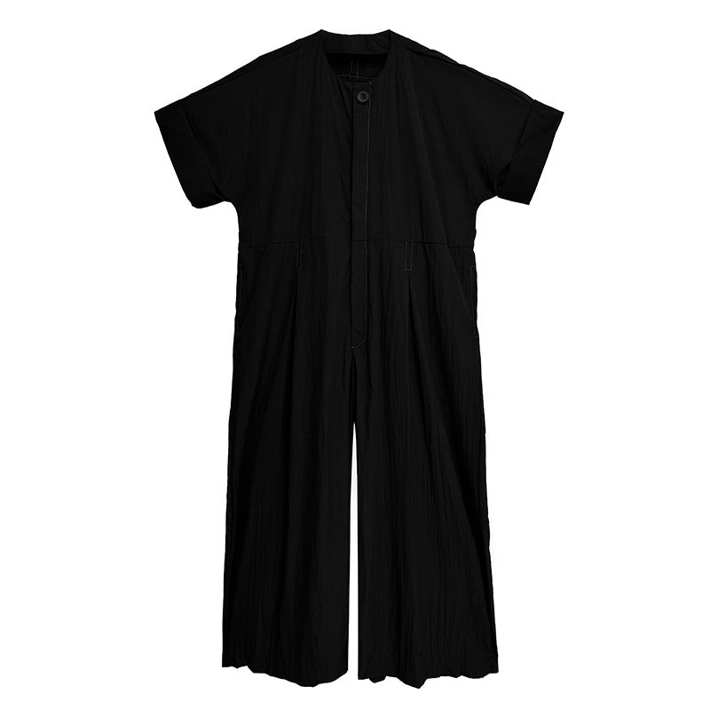 Buttoned Cargo Sleeved Summer Overalls