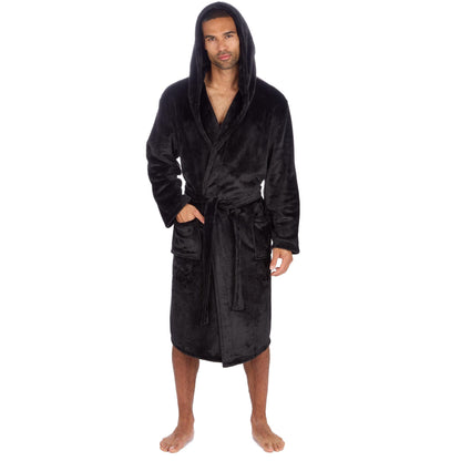 Cargo Bay Men's Soft Touch Fleece Hooded Dressing Gown with Front Pockets