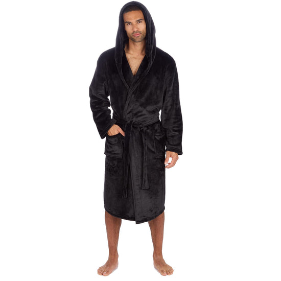 Cargo Bay Men's Soft Touch Fleece Hooded Dressing Gown with Front Pockets