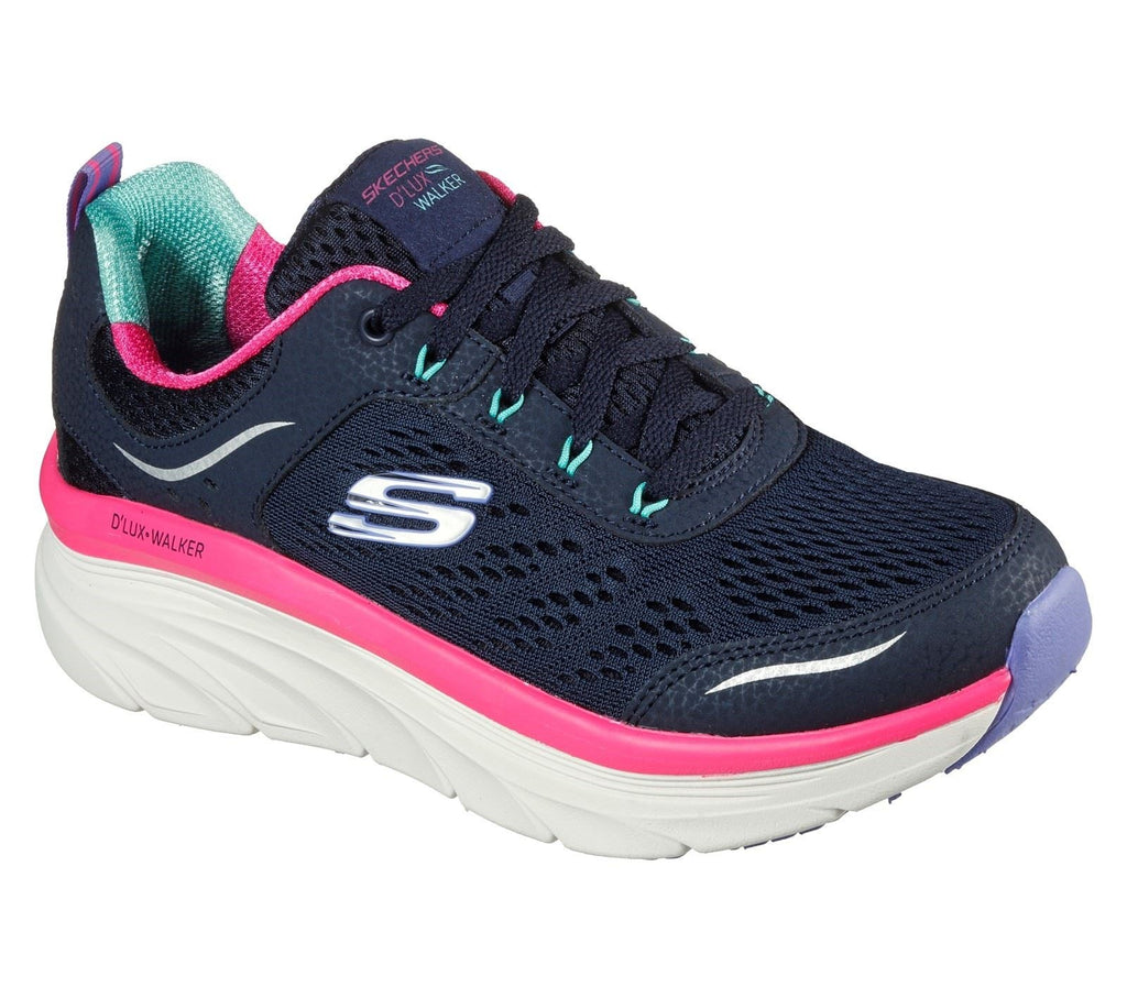 Skechers Relaxed Fit D'Lux Walker Infinite Motion Lace Up Sports Ladies Sports in Navy/Multi