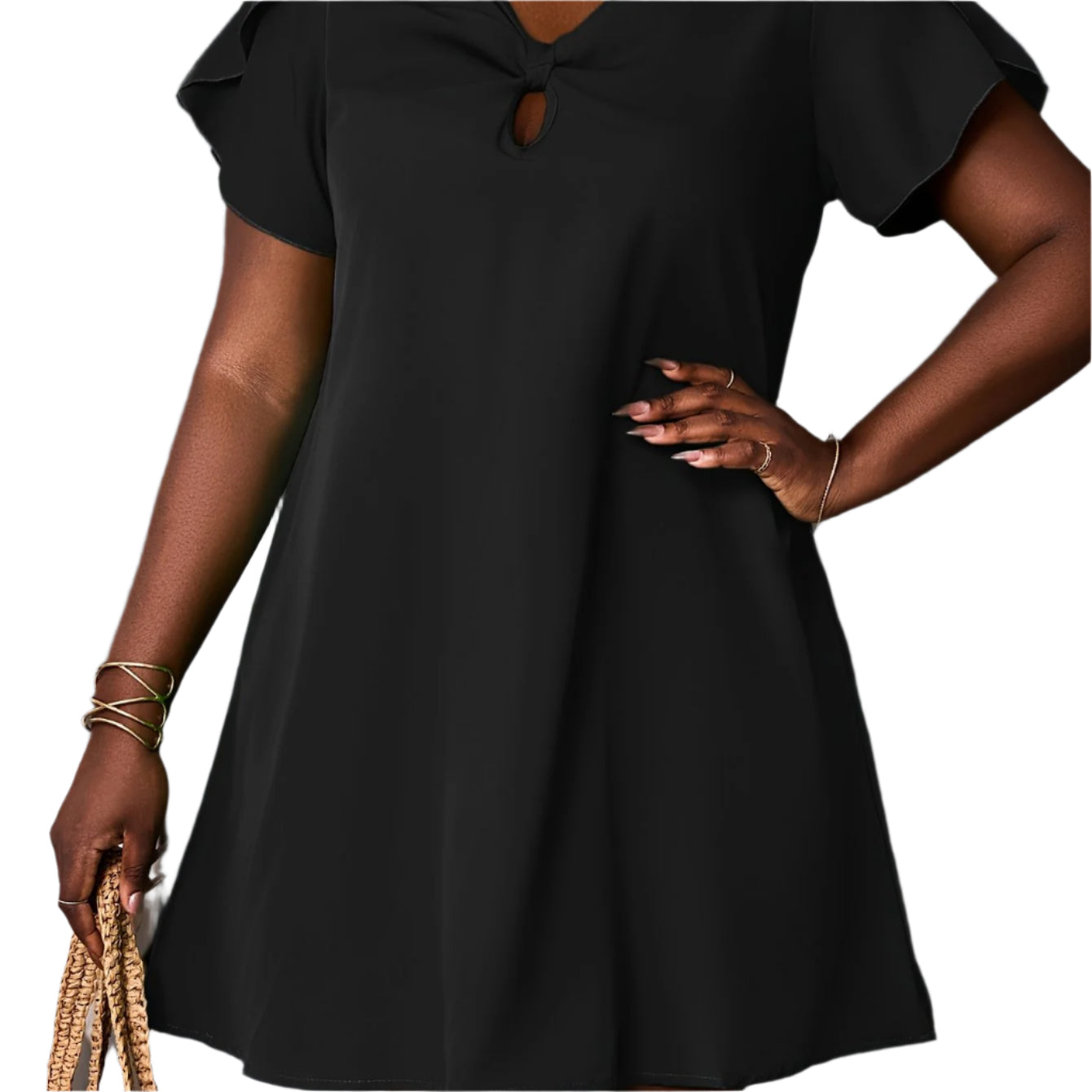 Elegant Royal Blue Crew Neck Short Sleeve Dress for Women