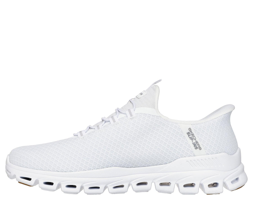 Skechers Slip On Sneaker Shoe For Men Glide-Step Noxus Slip-Ins Stretch Lace in White, 5.5-13