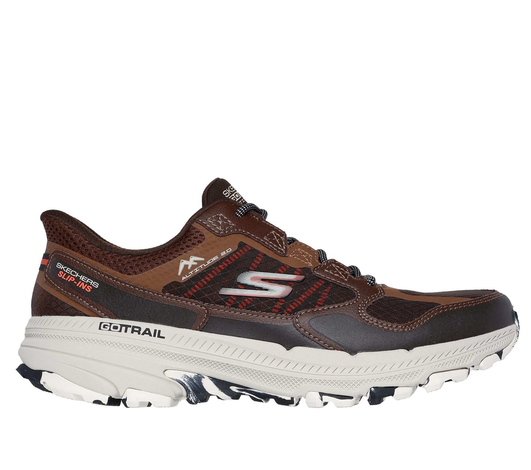 Skechers Slip On Running Shoe For Men Go Run Trail Altitude 2.0 Rocky Hill Slip-Ins in Brown/Orange, 6-13