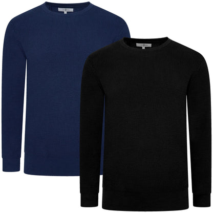 Jasper Conran Debenhams Men's Basketweave Cotton Jumper | Crew Neck Regular Fit | S-3XL