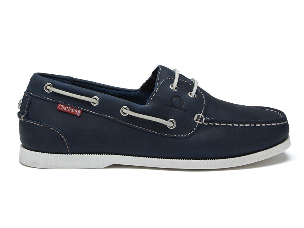 Chatham Mens Galley II Navy  Premium Leather Boat Shoes