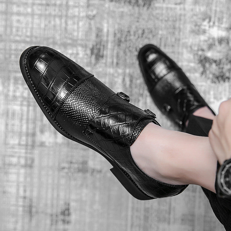 Men's Double Buckle Plus Size Leather Shoes