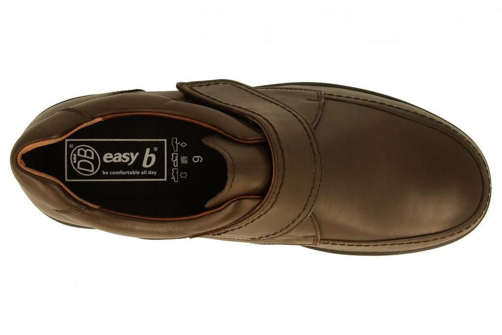 DB Mens Extra Wide Fit Touch Strap Leather Shoes in Brown Size 14