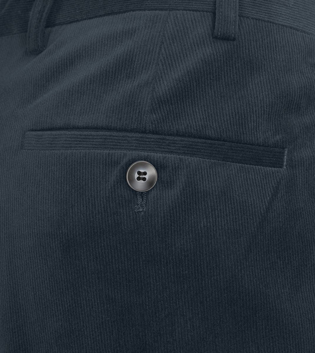 Skopes Atkinson Suit Tailored Fit Trousers For Men in Teal Blue Corduroy, 30W to 58W