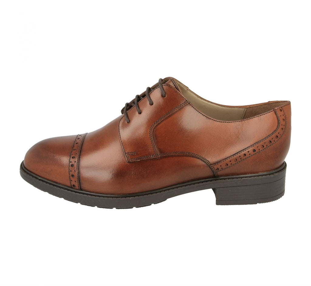 Mens Easy B Extra Wide Fit Brogue Detail Classic Shoes (Bedford) in Tan