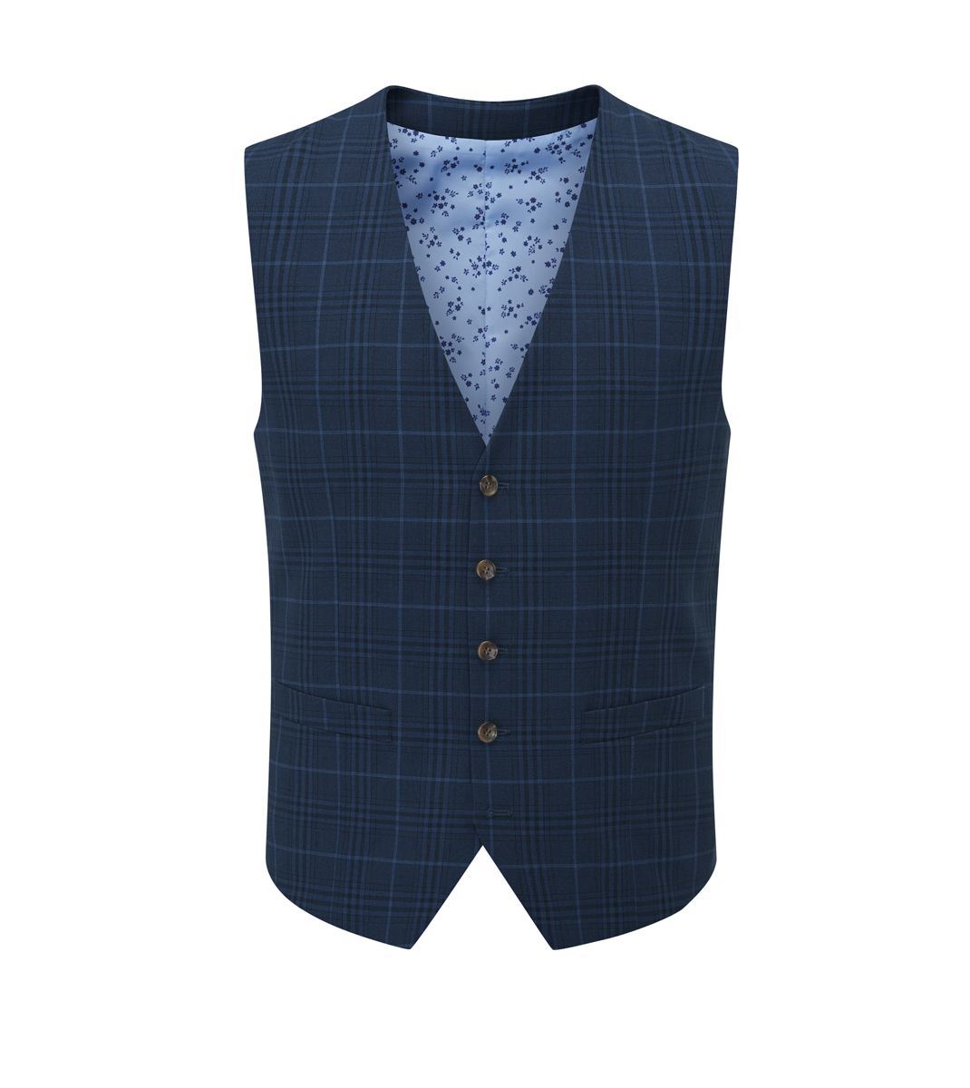 Skopes Spencer Suit Tailored Fit Waistcoat For Men in Navy Check, 34R-62R