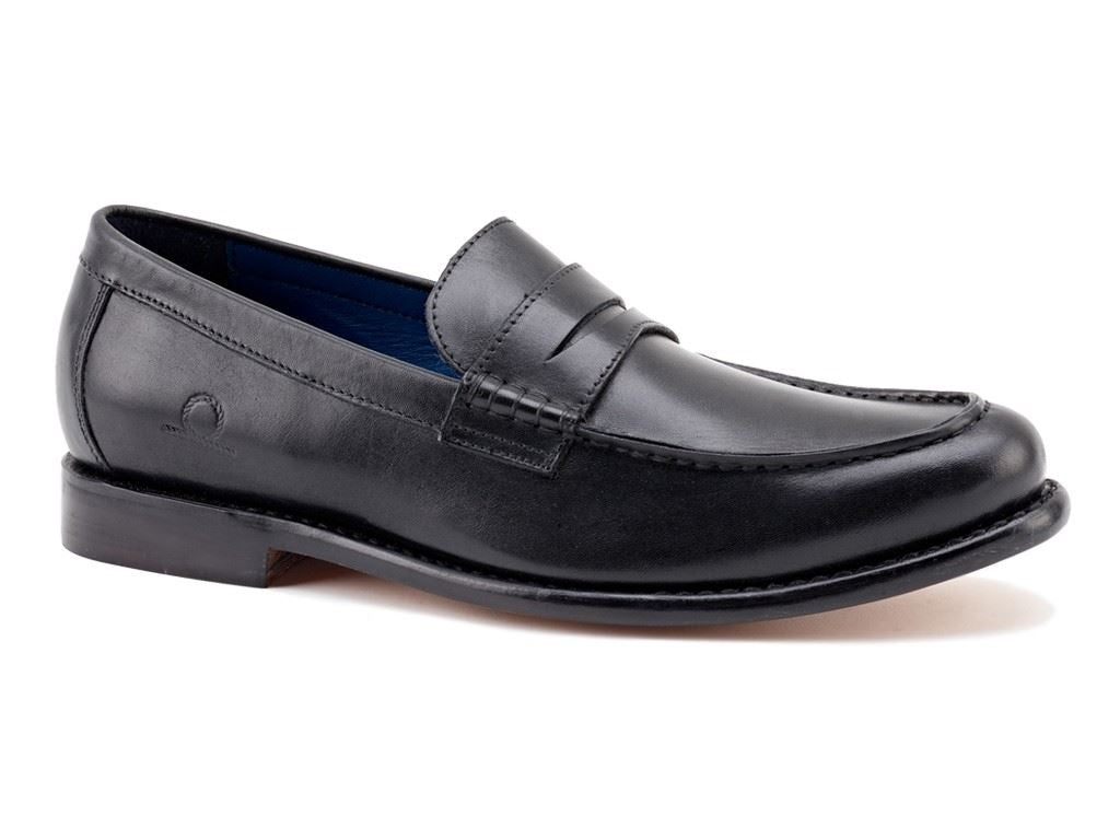 Chatham Mens McQueen Black Premium Leather Penny Loafers