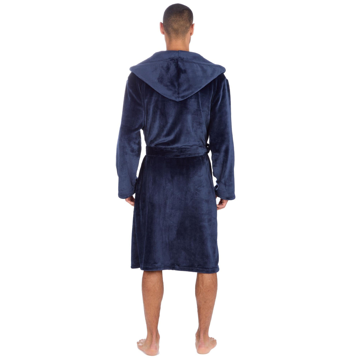 Cargo Bay Men's Soft Touch Fleece Hooded Dressing Gown with Front Pockets
