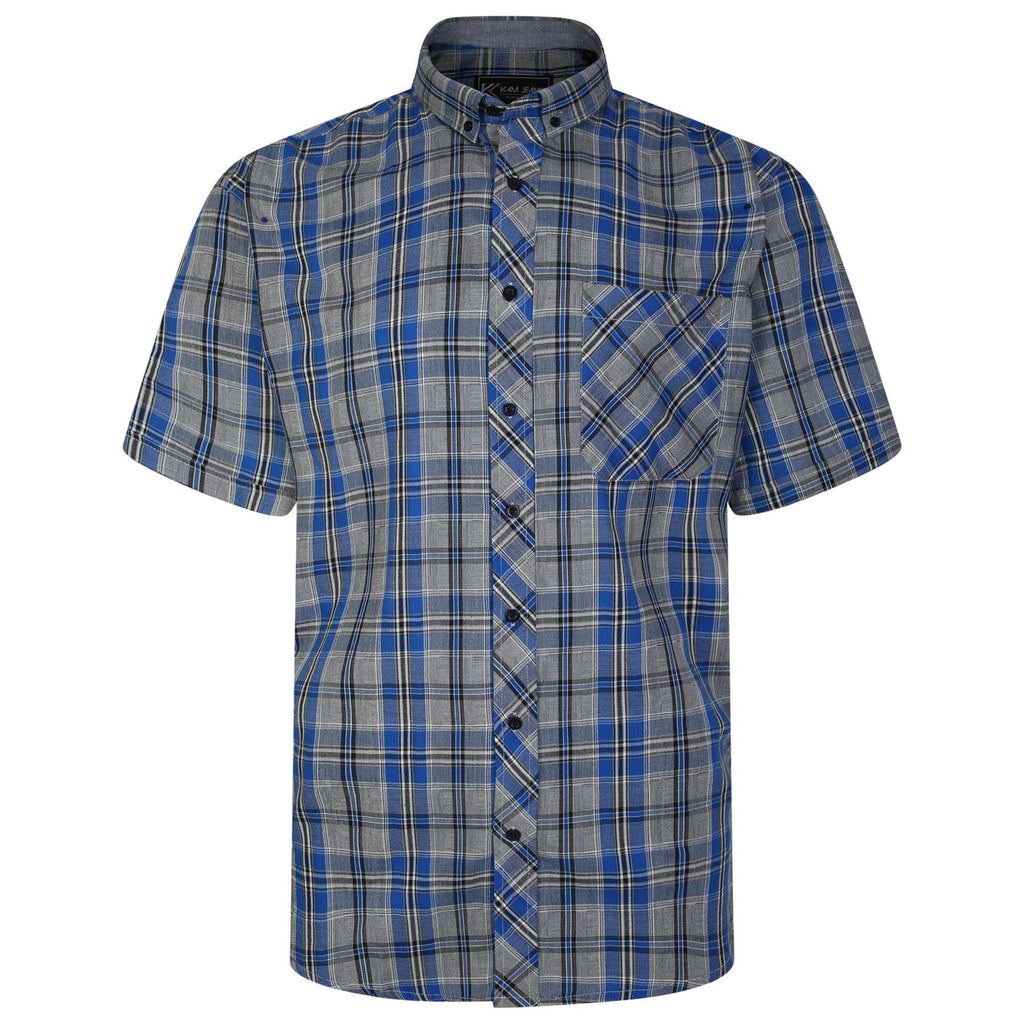 Kam Men's Casual Short Sleeve Check Shirt 2XL to 8XL