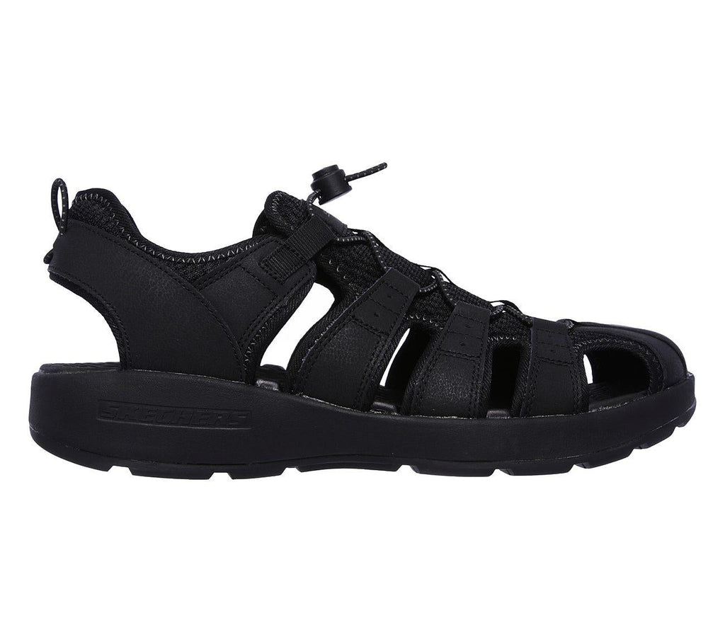 SKECHERS Men's Melbo-Journeyman Comfort Fisherman Sandal in Black