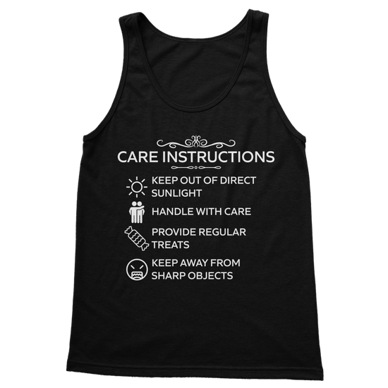 Care Instructions White Print Ladies Vest Top | Fitted Cotton Tank