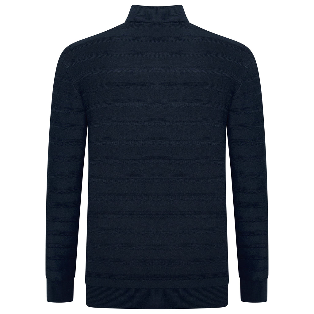 Crew Clothing Mens Cashmere Silk Blend Quarter Zip Jumper Navy Cream - QHA UK
