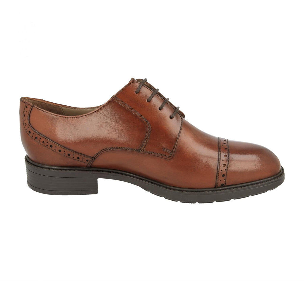 Mens Easy B Extra Wide Fit Brogue Detail Classic Shoes (Bedford) in Tan