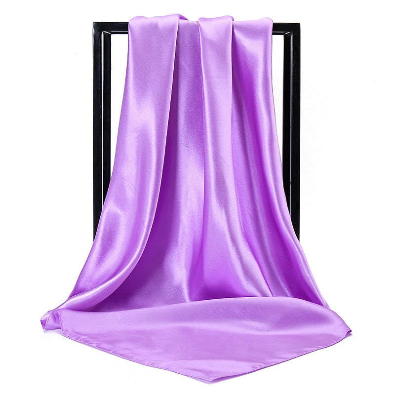 Ladies' Solid Colour Silk Satin Square Scarf, 90/90cm Headscarf, Flight Attendants' Neckerchiefs
