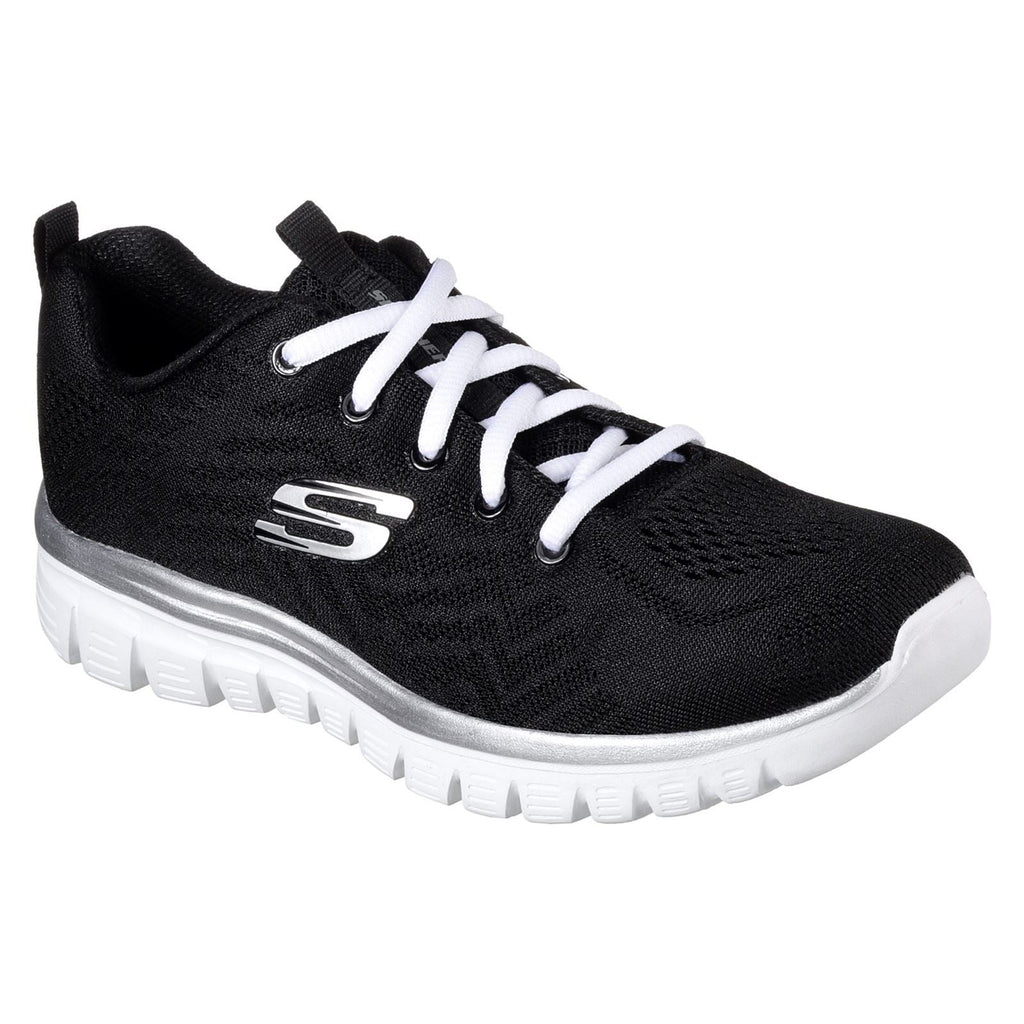 Skechers (GAR12615) Women's Graceful Get Connected Sports Shoe in Black/White 3 to 8